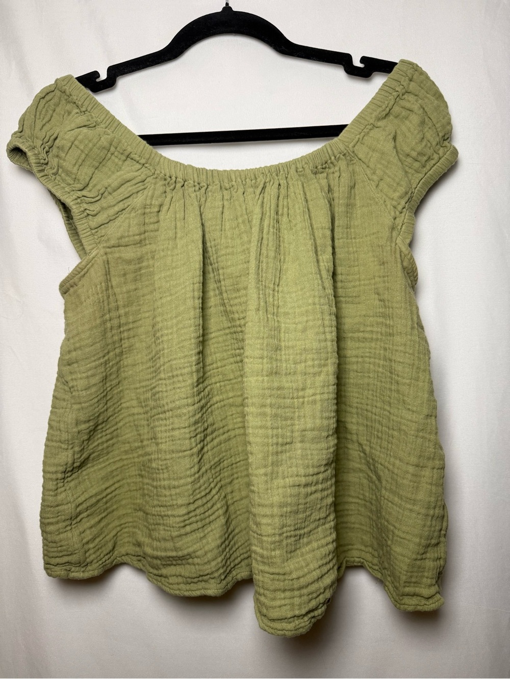 Old Navy Light Olive Off-Shoulder Cotton Gauze Top